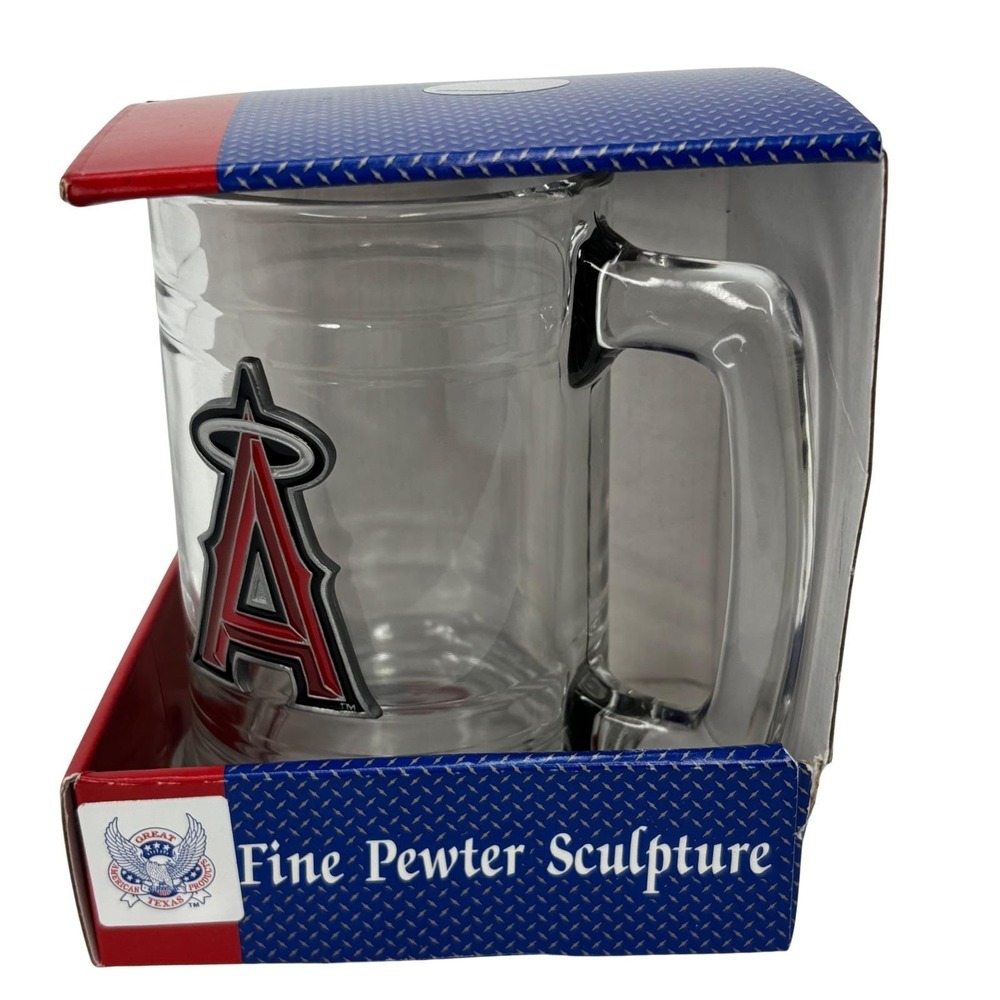 Vintage Los Angeles Angels Pewter Emblem Glass Beer Mug Great‎ American 2001